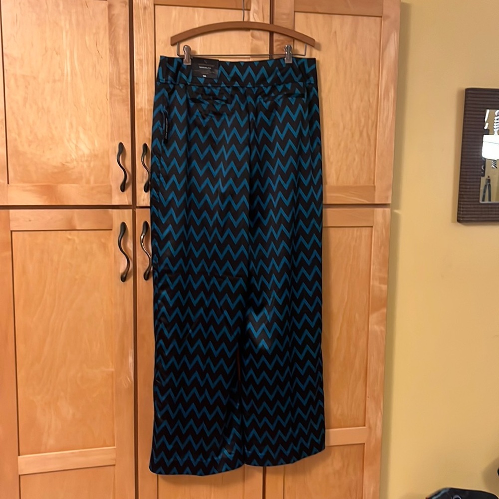 NWT Worthington modern fit high waist pant, Size 14 teal/black